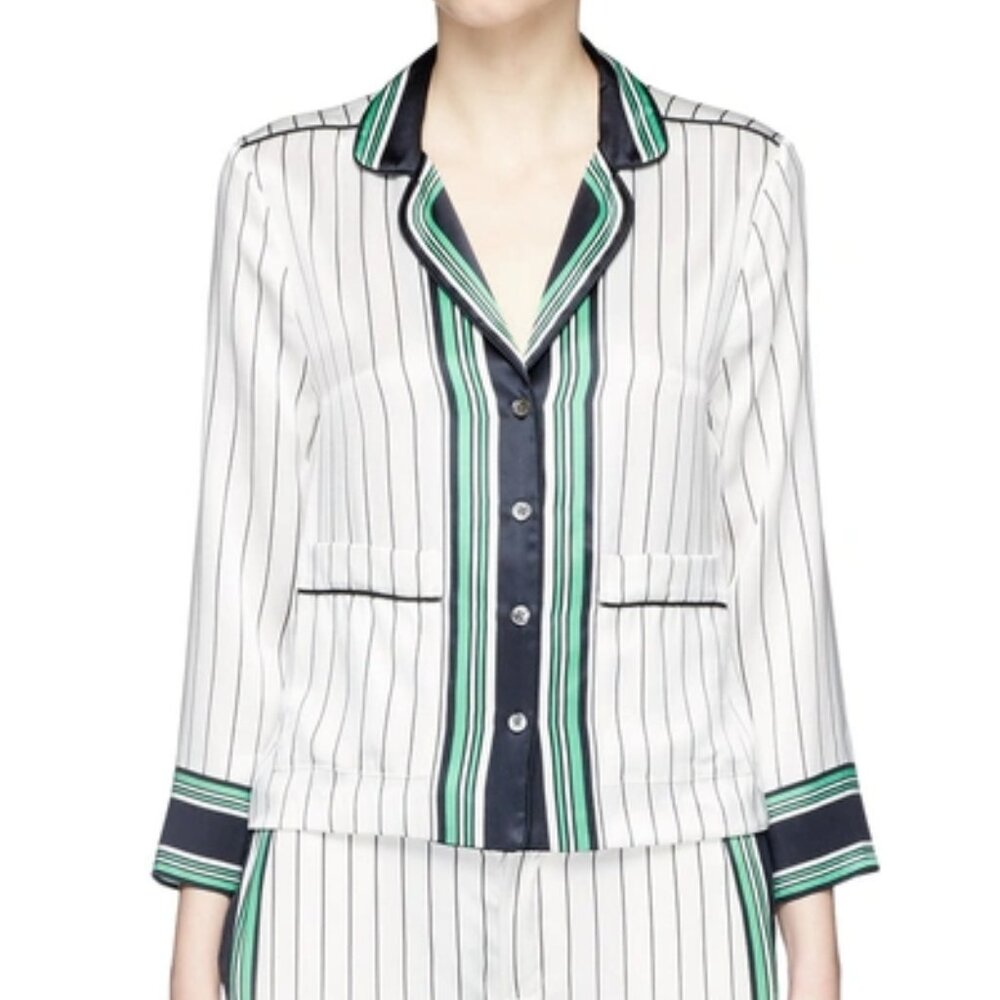 Kate Moss x Equipment Limited Edition Lake Stripe Print PJ‎ Shirt
